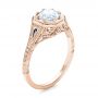 18k Rose Gold 18k Rose Gold Art Deco Blue Sapphire And Diamond Engagement Ring - Three-Quarter View -  101988 - Thumbnail