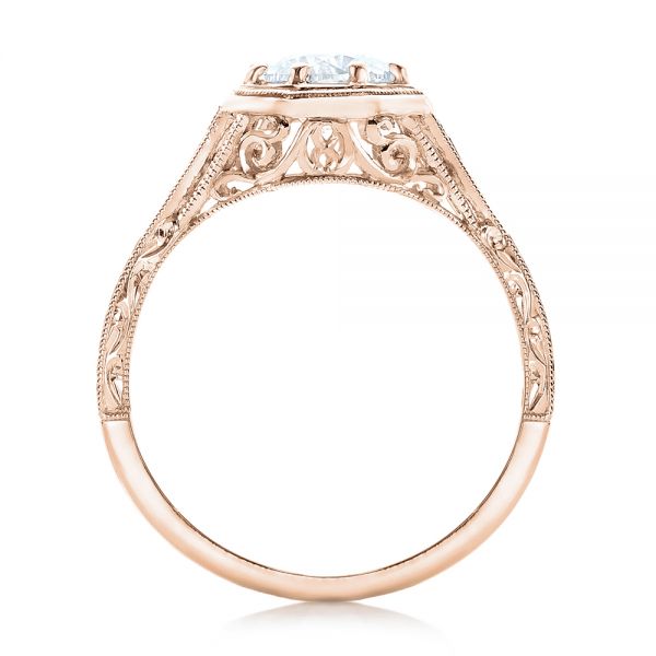 18k Rose Gold 18k Rose Gold Art Deco Blue Sapphire And Diamond Engagement Ring - Front View - 101988