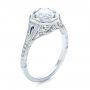 18k White Gold Art Deco Blue Sapphire And Diamond Engagement Ring - Three-Quarter View -  101988 - Thumbnail