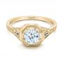14k Yellow Gold 14k Yellow Gold Art Deco Blue Sapphire And Diamond Engagement Ring - Flat View -  101988 - Thumbnail