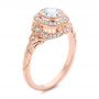 14k Rose Gold Art Deco Diamond Halo Engagement Ring - Three-Quarter View -  105790 - Thumbnail