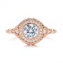 18k Rose Gold 18k Rose Gold Art Deco Diamond Halo Engagement Ring - Top View -  105790 - Thumbnail