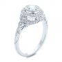 14k White Gold 14k White Gold Art Deco Diamond Halo Engagement Ring - Three-Quarter View -  105790 - Thumbnail