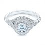 18k White Gold 18k White Gold Art Deco Diamond Halo Engagement Ring - Flat View -  105790 - Thumbnail