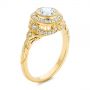 14k Yellow Gold 14k Yellow Gold Art Deco Diamond Halo Engagement Ring - Three-Quarter View -  105790 - Thumbnail
