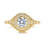 18k Yellow Gold 18k Yellow Gold Art Deco Diamond Halo Engagement Ring - Top View -  105790 - Thumbnail