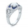 Art Deco Diamond And Blue Sapphire Engagement Ring - Three-Quarter View -  101985 - Thumbnail