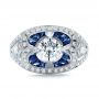 Art Deco Diamond And Blue Sapphire Engagement Ring - Top View -  101985 - Thumbnail