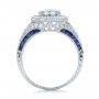 Art Deco Style Blue Sapphire Halo And Diamond Engagement Ring - Front View -  100386 - Thumbnail