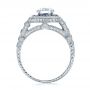Art Deco Style Blue Sapphire Halo And Diamond Engagement Ring - Front View -  100387 - Thumbnail