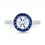 Art Deco Style Blue Sapphire Halo And Diamond Engagement Ring - Top View -  100385 - Thumbnail