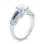 Art Deco Style Blue Sapphire And Diamond Engagement Ring - Three-Quarter View -  100388 - Thumbnail