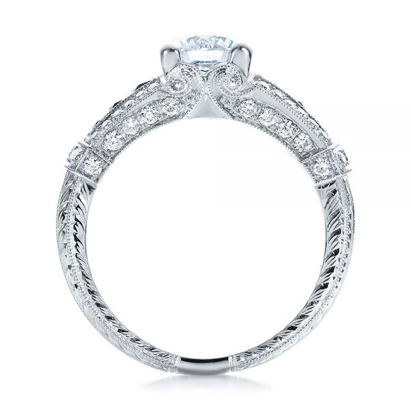Art Deco Style Blue Sapphire And Diamond Engagement Ring - Front View - 100388