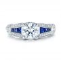 Art Deco Style Blue Sapphire And Diamond Engagement Ring - Top View -  100388 - Thumbnail