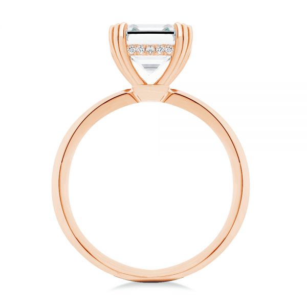 18k Rose Gold 18k Rose Gold Asscher Cut Hidden Halo Engagement Ring - Front View -  107585