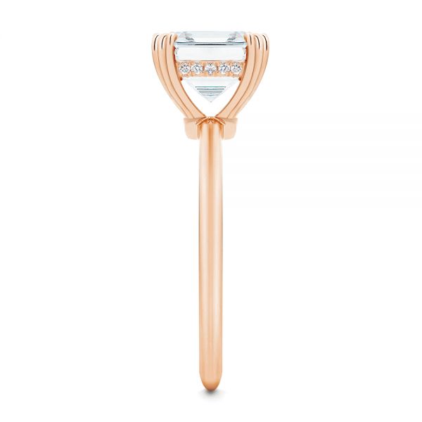 14k Rose Gold 14k Rose Gold Asscher Cut Hidden Halo Engagement Ring - Side View - 107585