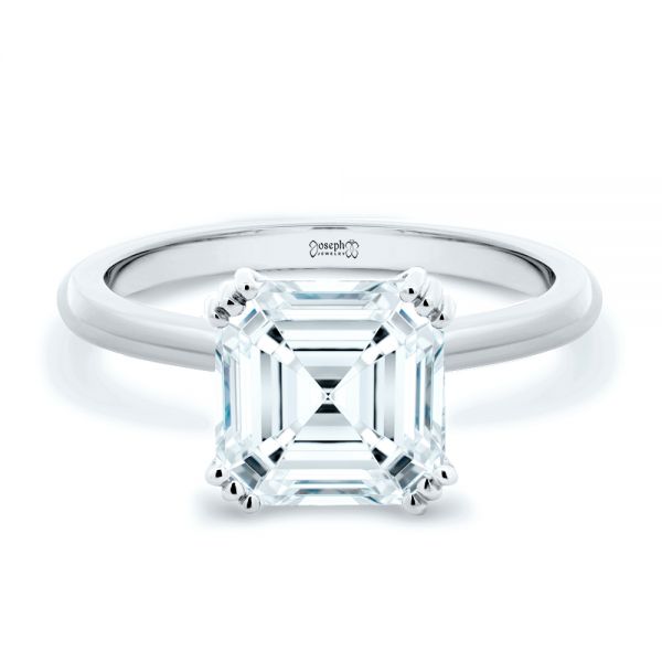  Platinum Platinum Asscher Cut Hidden Halo Engagement Ring - Flat View -  107585