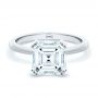 18k White Gold 18k White Gold Asscher Cut Hidden Halo Engagement Ring - Flat View -  107585 - Thumbnail