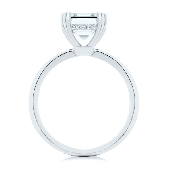14k White Gold 14k White Gold Asscher Cut Hidden Halo Engagement Ring - Front View -  107585