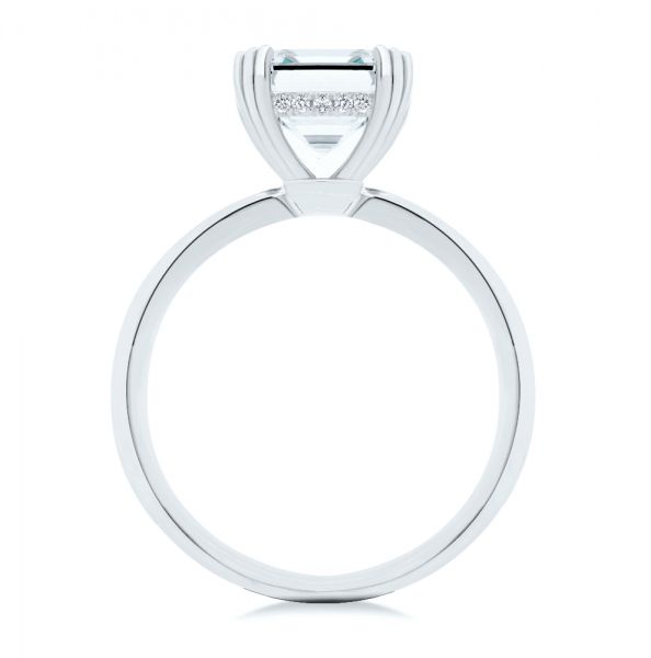 14k White Gold 14k White Gold Asscher Cut Hidden Halo Engagement Ring - Front View - 107585