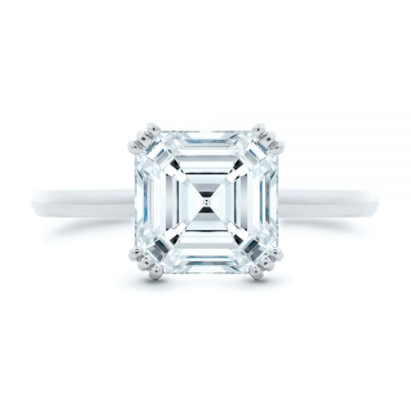 14k White Gold 14k White Gold Asscher Cut Hidden Halo Engagement Ring - Top View - 107585