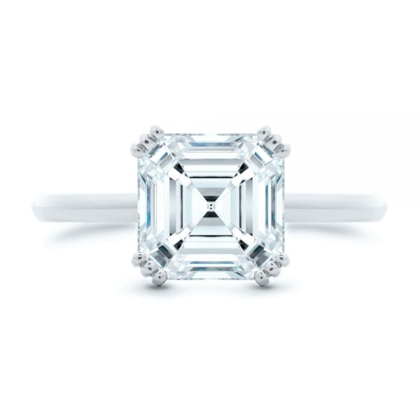  Platinum Platinum Asscher Cut Hidden Halo Engagement Ring - Top View -  107585