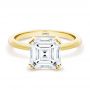 18k Yellow Gold Asscher Cut Hidden Halo Engagement Ring - Flat View -  107585 - Thumbnail