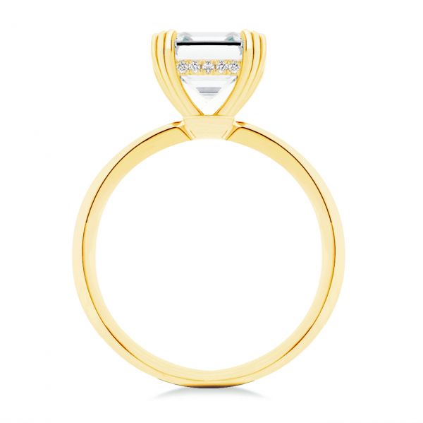 18k Yellow Gold Asscher Cut Hidden Halo Engagement Ring - Front View -  107585
