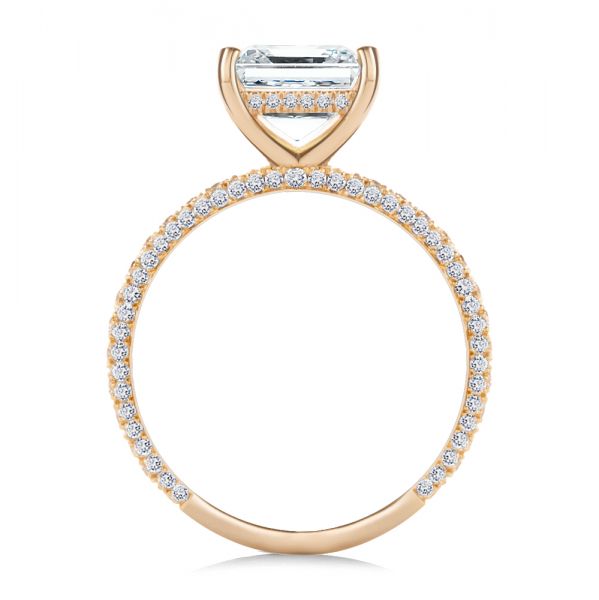 14k Rose Gold 14k Rose Gold Asscher Cut Pave And Hidden Halo Engagement Ring - Front View -  107295 - Thumbnail