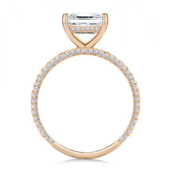 14k Rose Gold 14k Rose Gold Asscher Cut Pave And Hidden Halo Engagement Ring - Front View - 107295