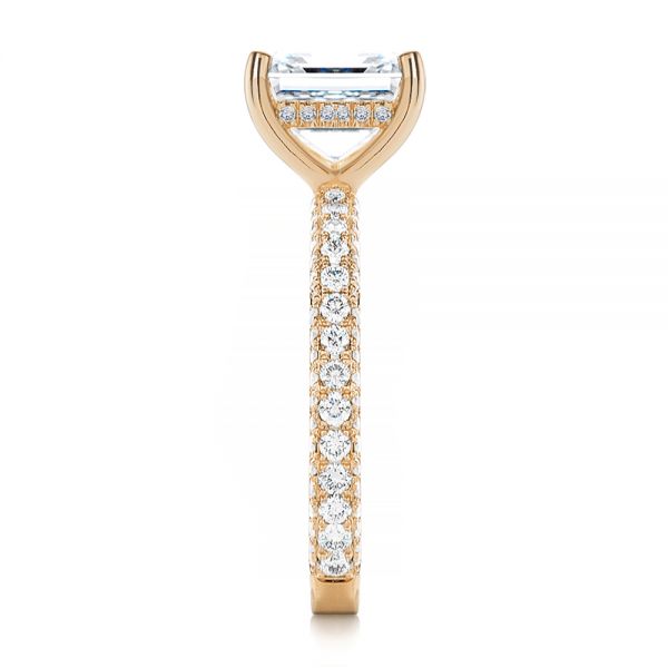 14k Rose Gold 14k Rose Gold Asscher Cut Pave And Hidden Halo Engagement Ring - Side View - 107295