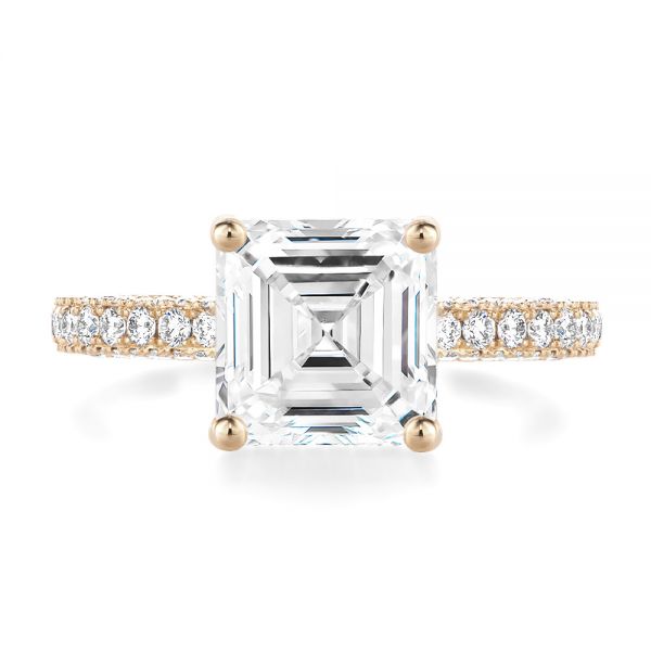 14k Rose Gold 14k Rose Gold Asscher Cut Pave And Hidden Halo Engagement Ring - Top View -  107295 - Thumbnail