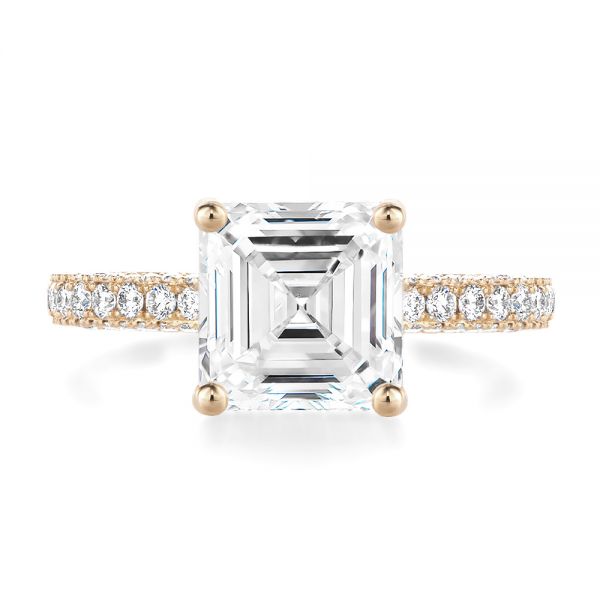14k Rose Gold 14k Rose Gold Asscher Cut Pave And Hidden Halo Engagement Ring - Top View - 107295