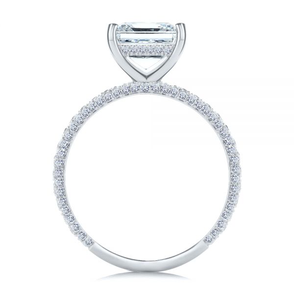 18k White Gold 18k White Gold Asscher Cut Pave And Hidden Halo Engagement Ring - Front View -  107295 - Thumbnail