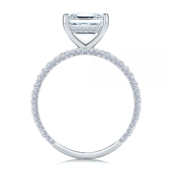 14k White Gold 14k White Gold Asscher Cut Pave And Hidden Halo Engagement Ring - Front View - 107295