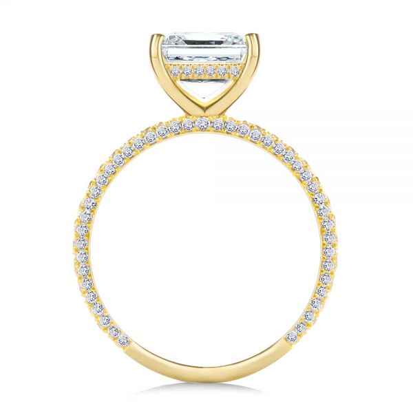 18k Yellow Gold Asscher Cut Pave And Hidden Halo Engagement Ring - Front View - 107295