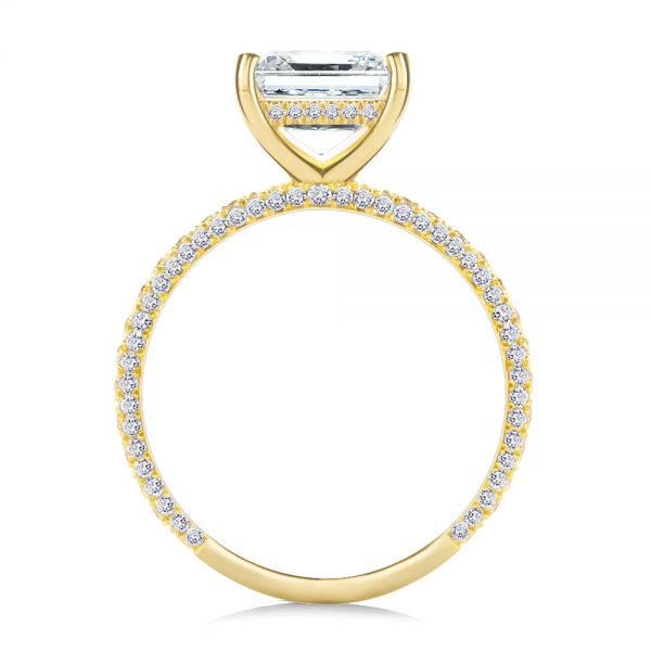 14k Yellow Gold 14k Yellow Gold Asscher Cut Pave And Hidden Halo Engagement Ring - Front View -  107295 - Thumbnail