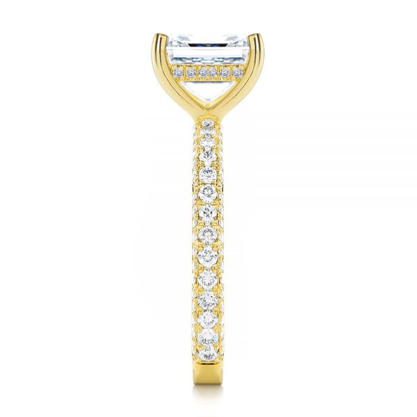 18k Yellow Gold Asscher Cut Pave And Hidden Halo Engagement Ring - Side View - 107295