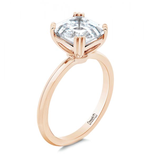 14k Rose Gold 14k Rose Gold Asscher Cut Solitaire Engagement Ring - Three-Quarter View -  107440