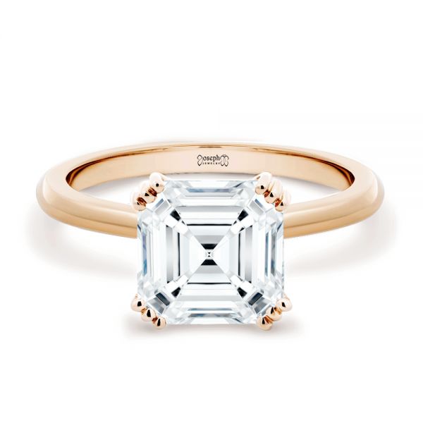 18k Rose Gold 18k Rose Gold Asscher Cut Solitaire Engagement Ring - Flat View -  107440