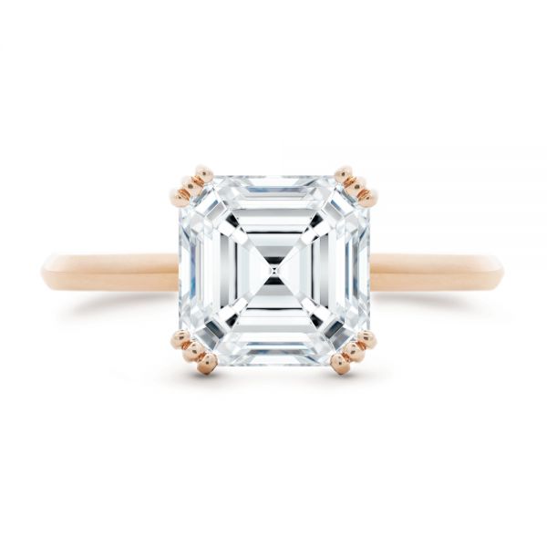 18k Rose Gold 18k Rose Gold Asscher Cut Solitaire Engagement Ring - Top View -  107440
