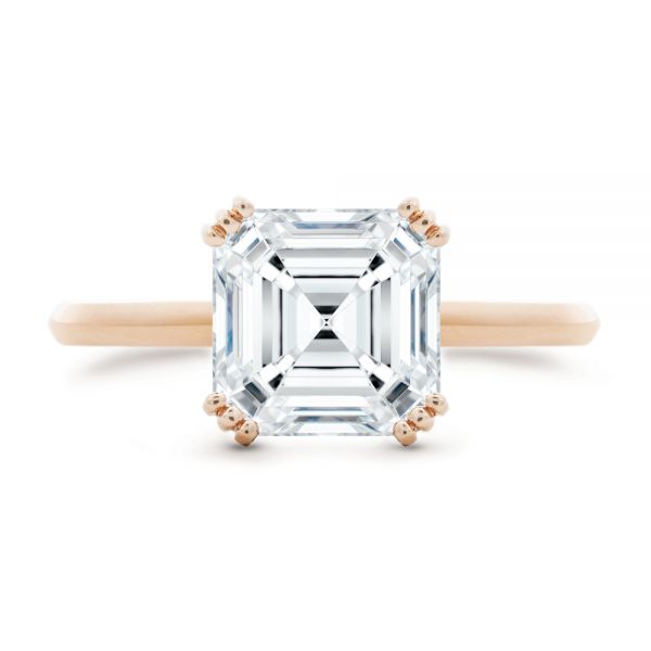 18k Rose Gold 18k Rose Gold Asscher Cut Solitaire Engagement Ring - Top View -  107440