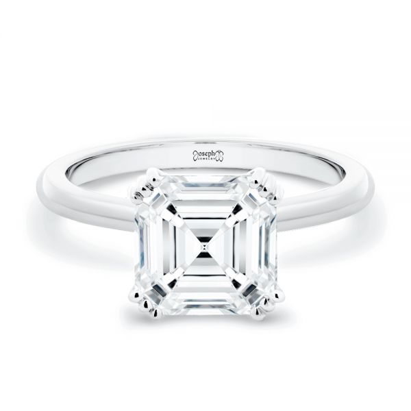  Platinum Platinum Asscher Cut Solitaire Engagement Ring - Flat View -  107440