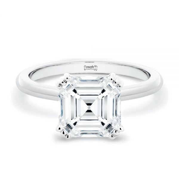 18k White Gold 18k White Gold Asscher Cut Solitaire Engagement Ring - Flat View -  107440