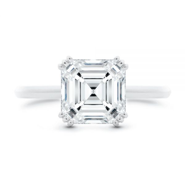 14k White Gold 14k White Gold Asscher Cut Solitaire Engagement Ring - Top View -  107440