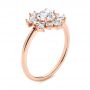 14k Rose Gold Baguette Cluster Halo And Rose Cut Diamond Engagement Ring - Three-Quarter View -  106181 - Thumbnail