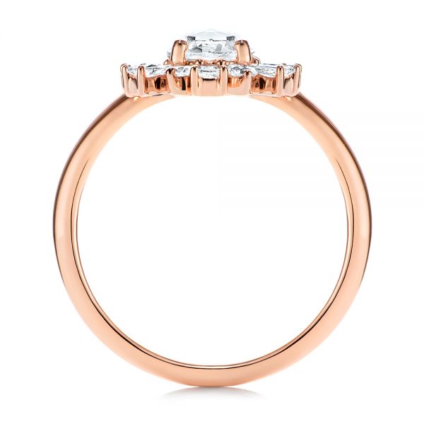 14k Rose Gold Baguette Cluster Halo And Rose Cut Diamond Engagement Ring - Front View -  106181 - Thumbnail