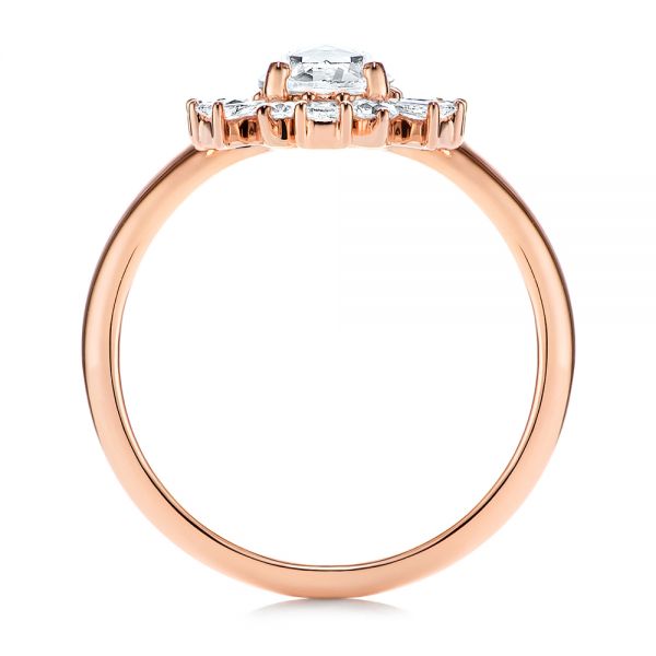 14k Rose Gold Baguette Cluster Halo And Rose Cut Diamond Engagement Ring - Front View - 106181