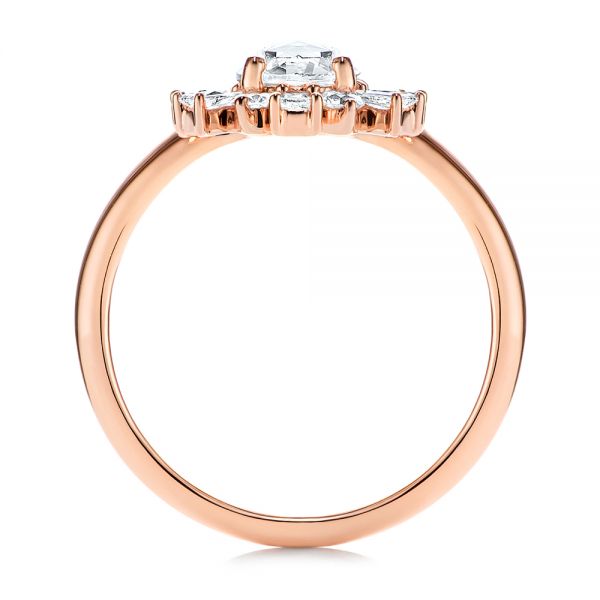 18k Rose Gold 18k Rose Gold Baguette Cluster Halo And Rose Cut Diamond Engagement Ring - Front View -  106181 - Thumbnail