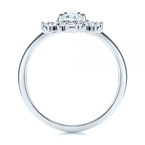 14k White Gold 14k White Gold Baguette Cluster Halo And Rose Cut Diamond Engagement Ring - Front View -  106181 - Thumbnail